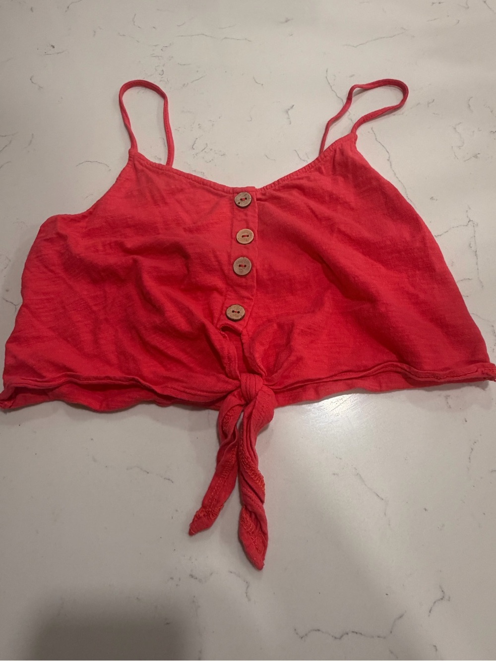 Forever 21 Red Tie-Front Spaghetti Strap Crop Top